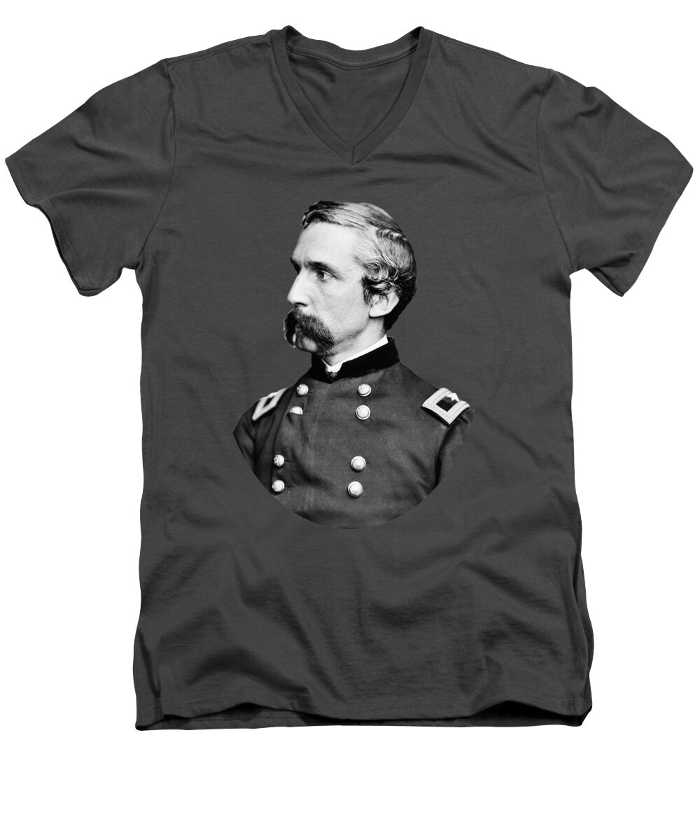 Joshua Lawrence Chamberlain Men's V-Neck T-Shirt featuring the photograph General Joshua Chamberlain by War Is Hell Store