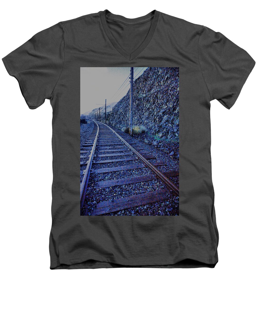 Walks Men's V-Neck T-Shirt featuring the photograph Gently winding tracks by Jeff Swan