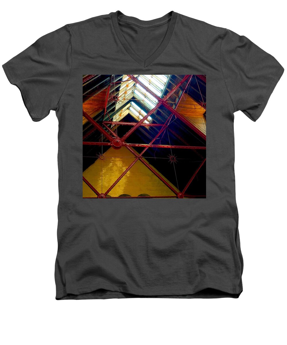 Metal Men's V-Neck T-Shirt featuring the photograph Geometric and Suns by Dottie Visker