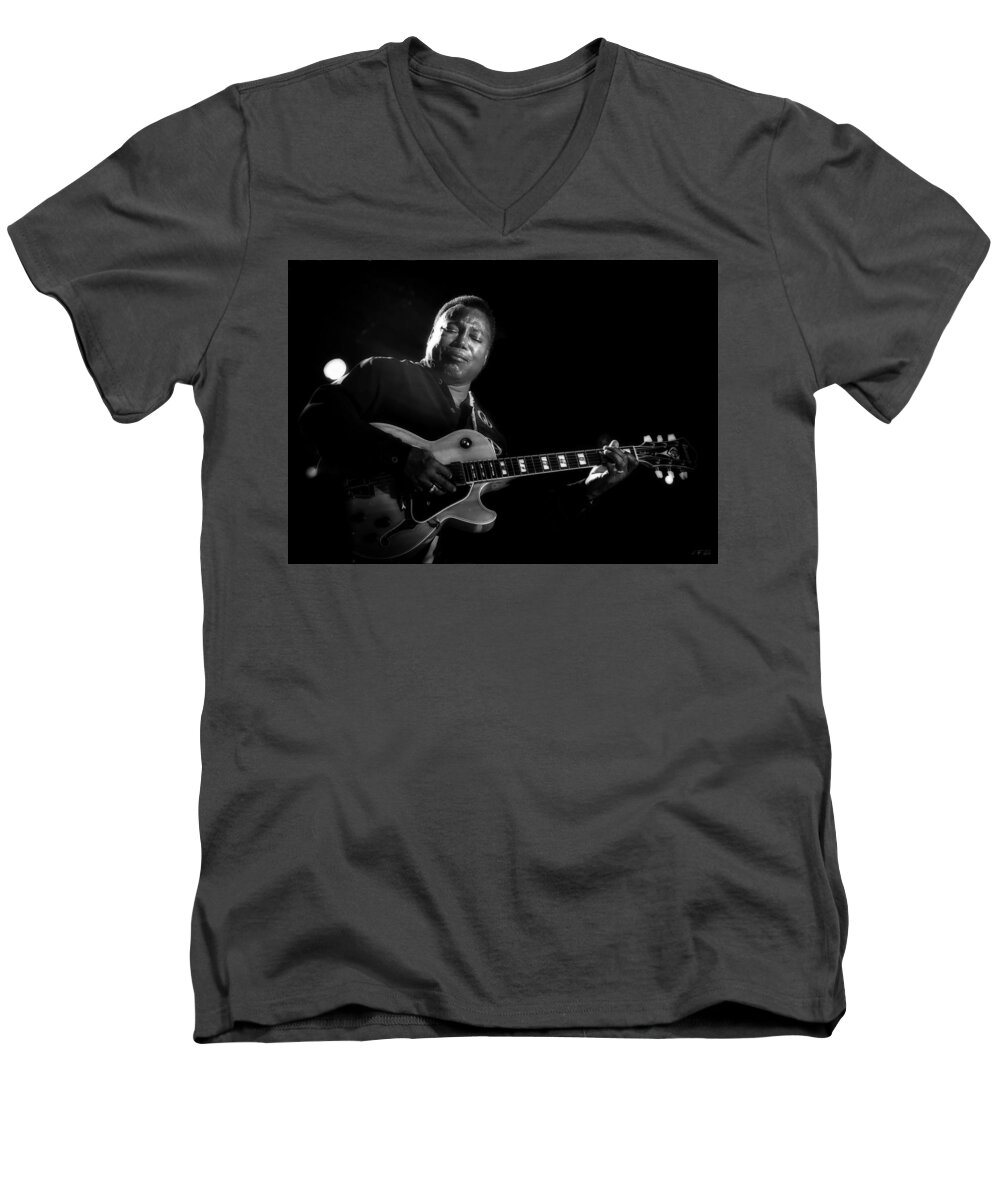 George Benson Men's V-Neck T-Shirt featuring the photograph George Benson by Jean Francois Gil