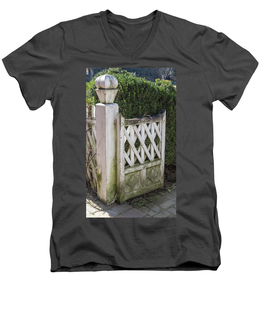 2015 Men's V-Neck T-Shirt featuring the photograph George Wythe Gate 02 by Teresa Mucha