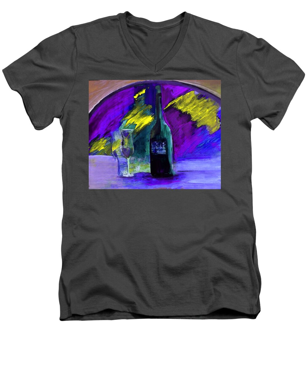 Symbolic Men's V-Neck T-Shirt featuring the painting Ghost Wine by Lisa Kaiser