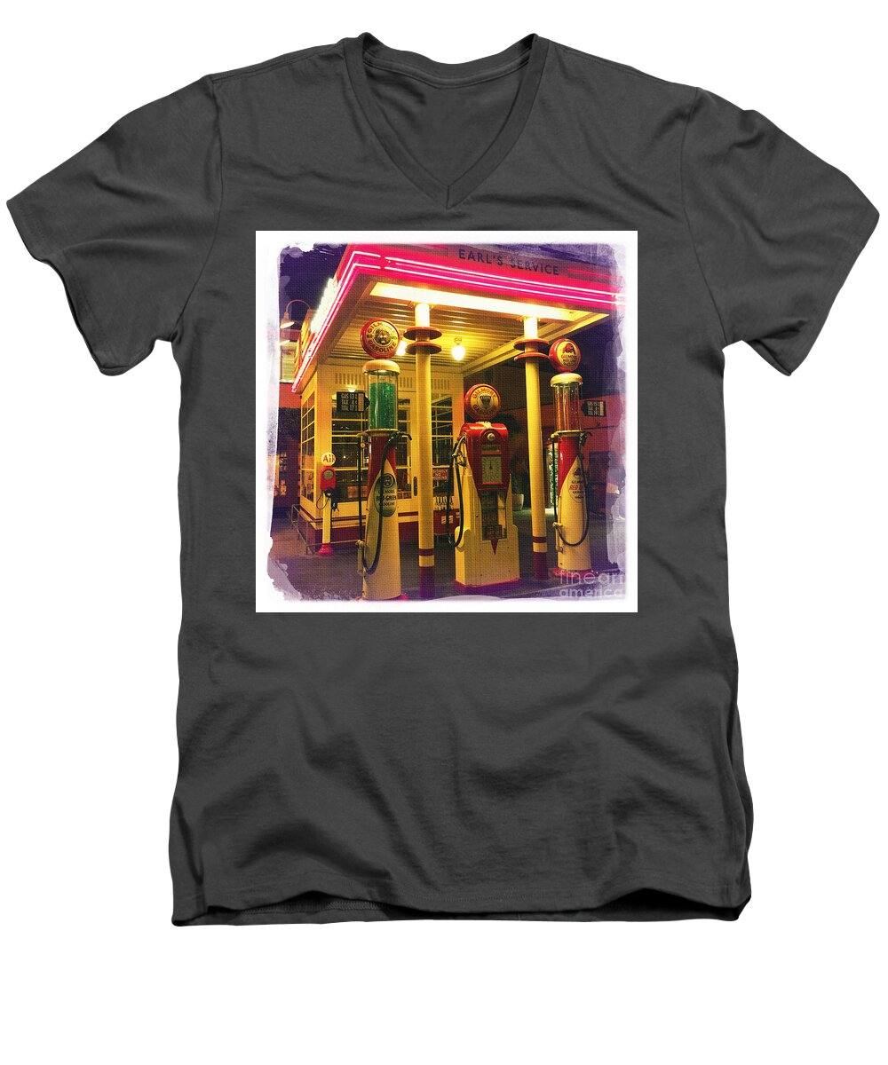Gilmore Station Men's V-Neck T-Shirt featuring the photograph Gilmore Station by Nina Prommer