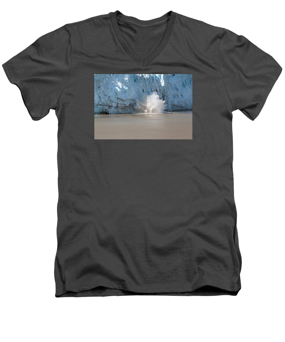 Alaska Men's V-Neck T-Shirt featuring the photograph Glacier Calves by Allan Levin