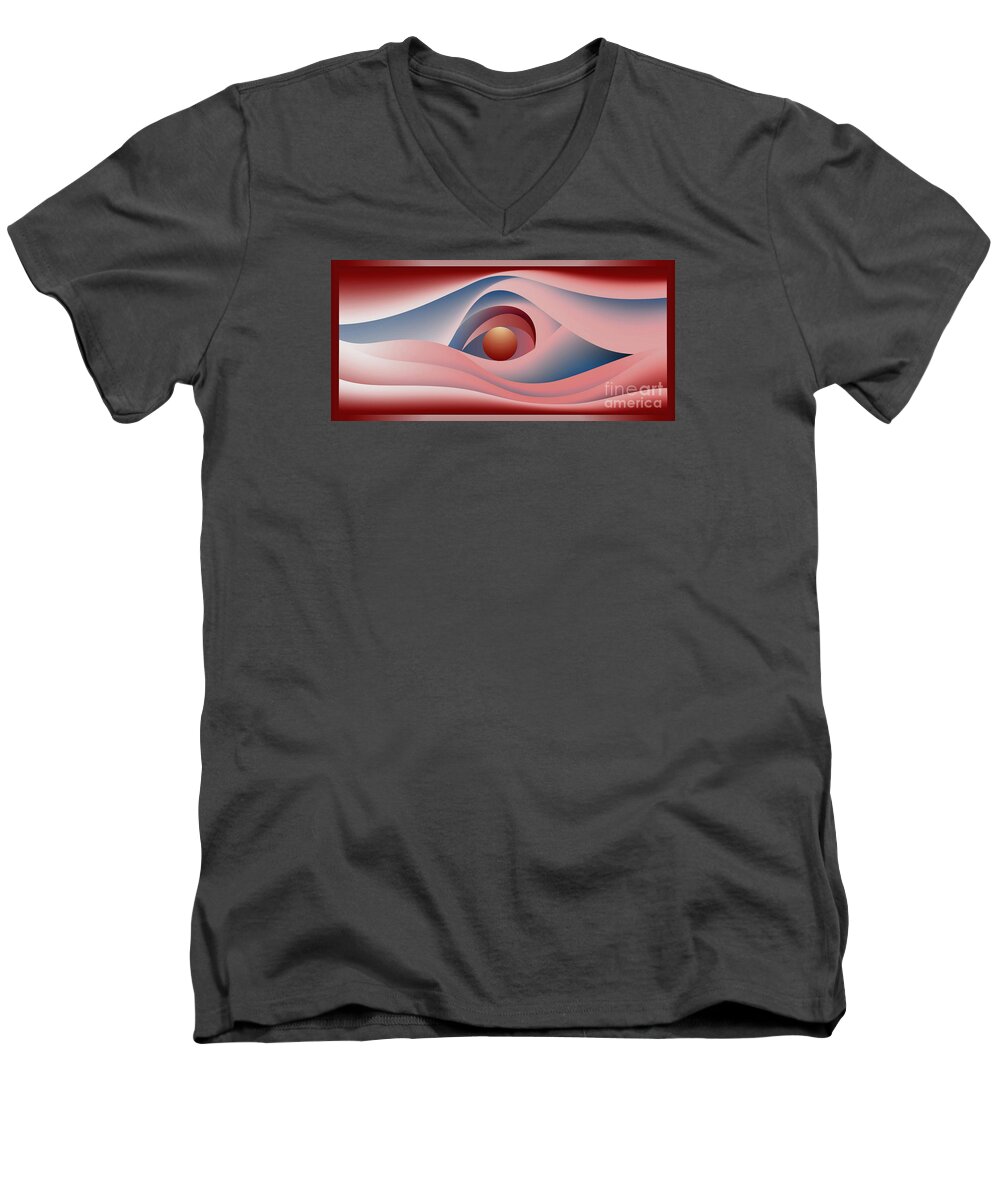 Glow Men's V-Neck T-Shirt featuring the digital art Glow Over The Sea by Leo Symon