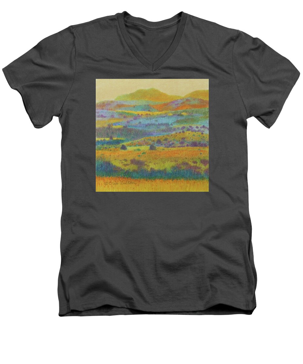 North Dakota Men's V-Neck T-Shirt featuring the painting Golden Dakota Day Dream by Cris Fulton