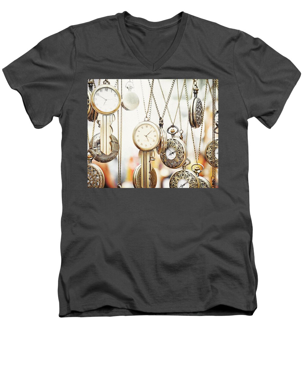 Watches Men's V-Neck T-Shirt featuring the photograph Golden Faces of Time by RicharD Murphy