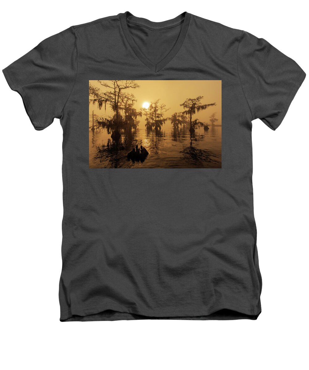 Florida Men's V-Neck T-Shirt featuring the photograph Golden Fog by Stefan Mazzola