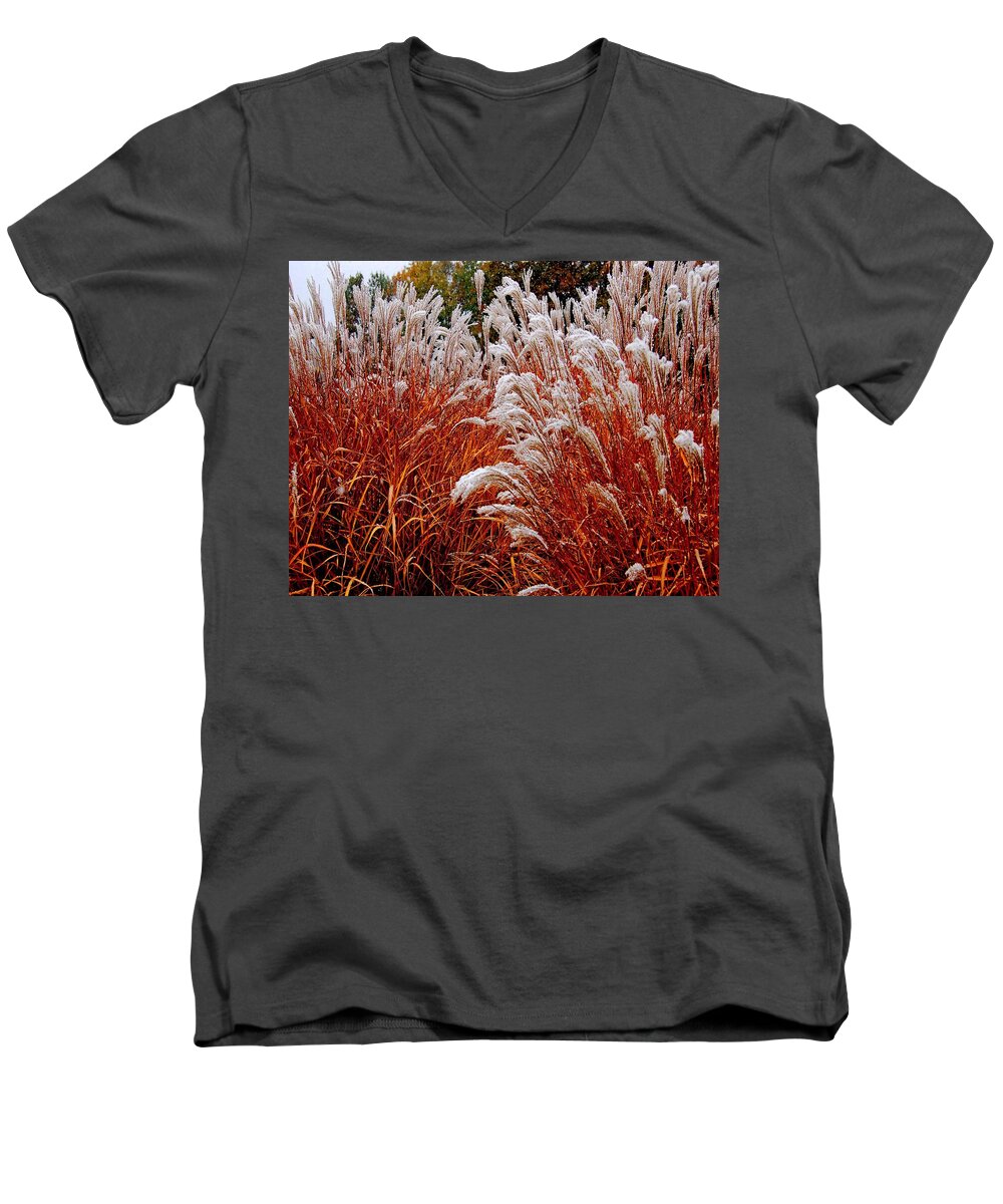 Flowers Men's V-Neck T-Shirt featuring the photograph Golden Snow by Michael Thomas