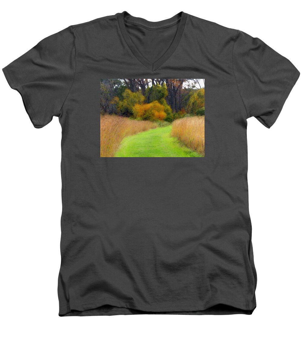 Cedric Hampton Men's V-Neck T-Shirt featuring the photograph Golden Trail by Cedric Hampton