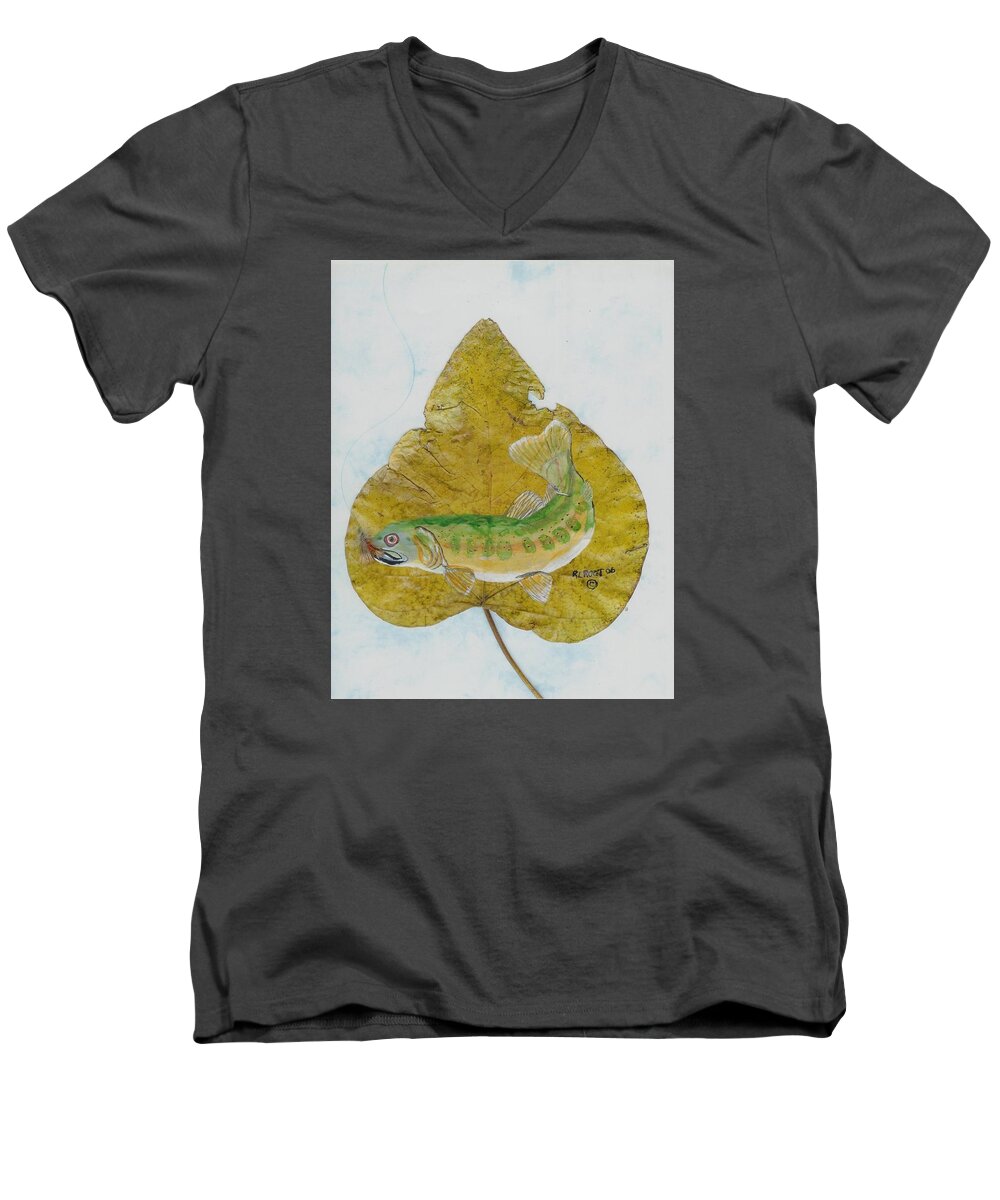 Wildlife Men's V-Neck T-Shirt featuring the painting Golden trout by Ralph Root