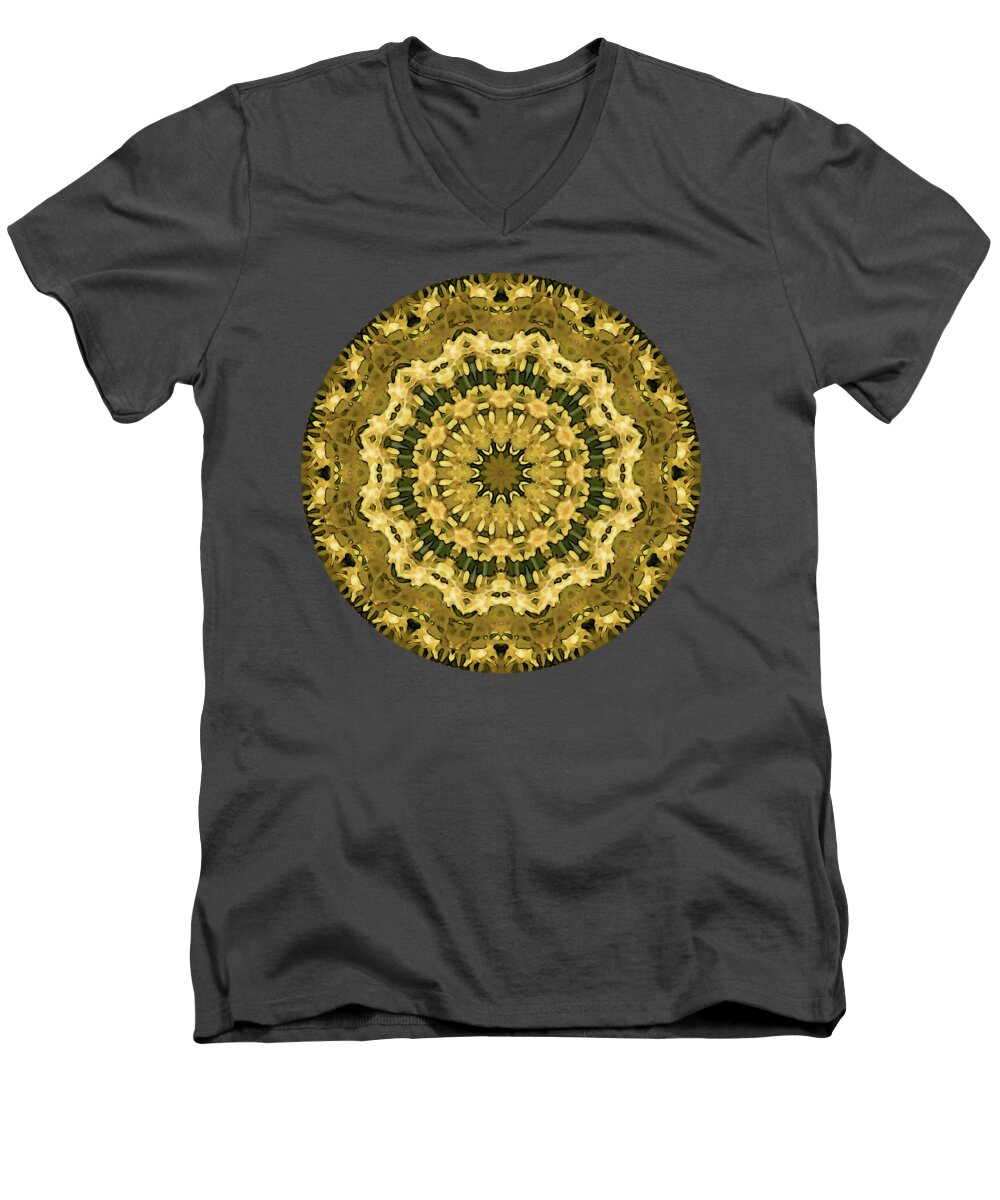 Mandala Men's V-Neck T-Shirt featuring the photograph Goldenrod Mandala - by Julie Weber
