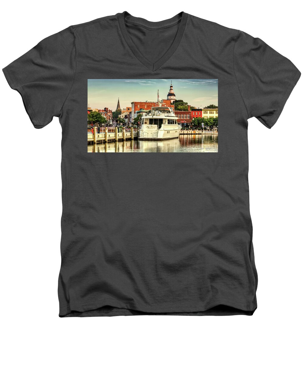 Annapolis Men's V-Neck T-Shirt featuring the photograph Good Morning Annapolis by Walt Baker