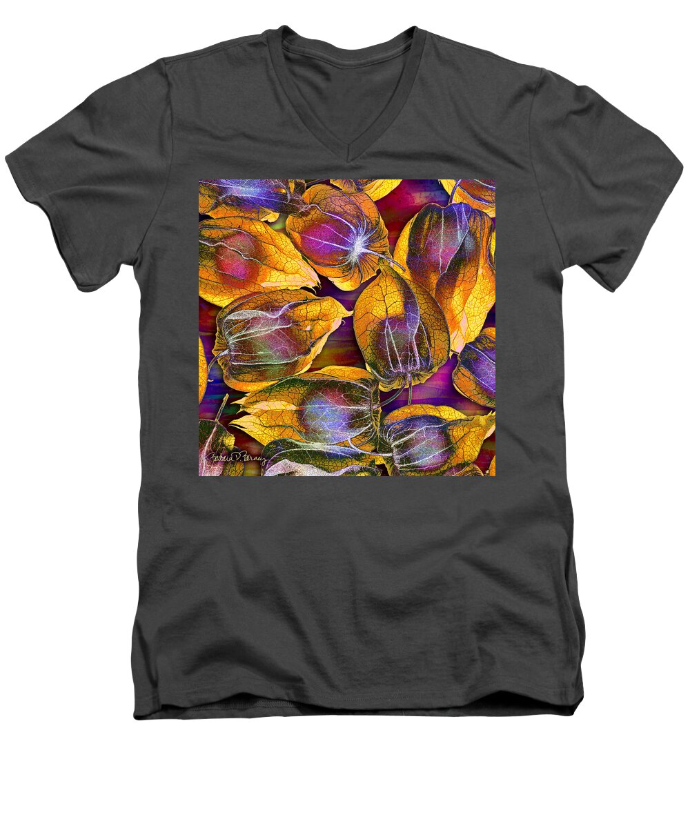 Gooseberry Men's V-Neck T-Shirt featuring the digital art Goosed Berry Pods by Barbara Berney