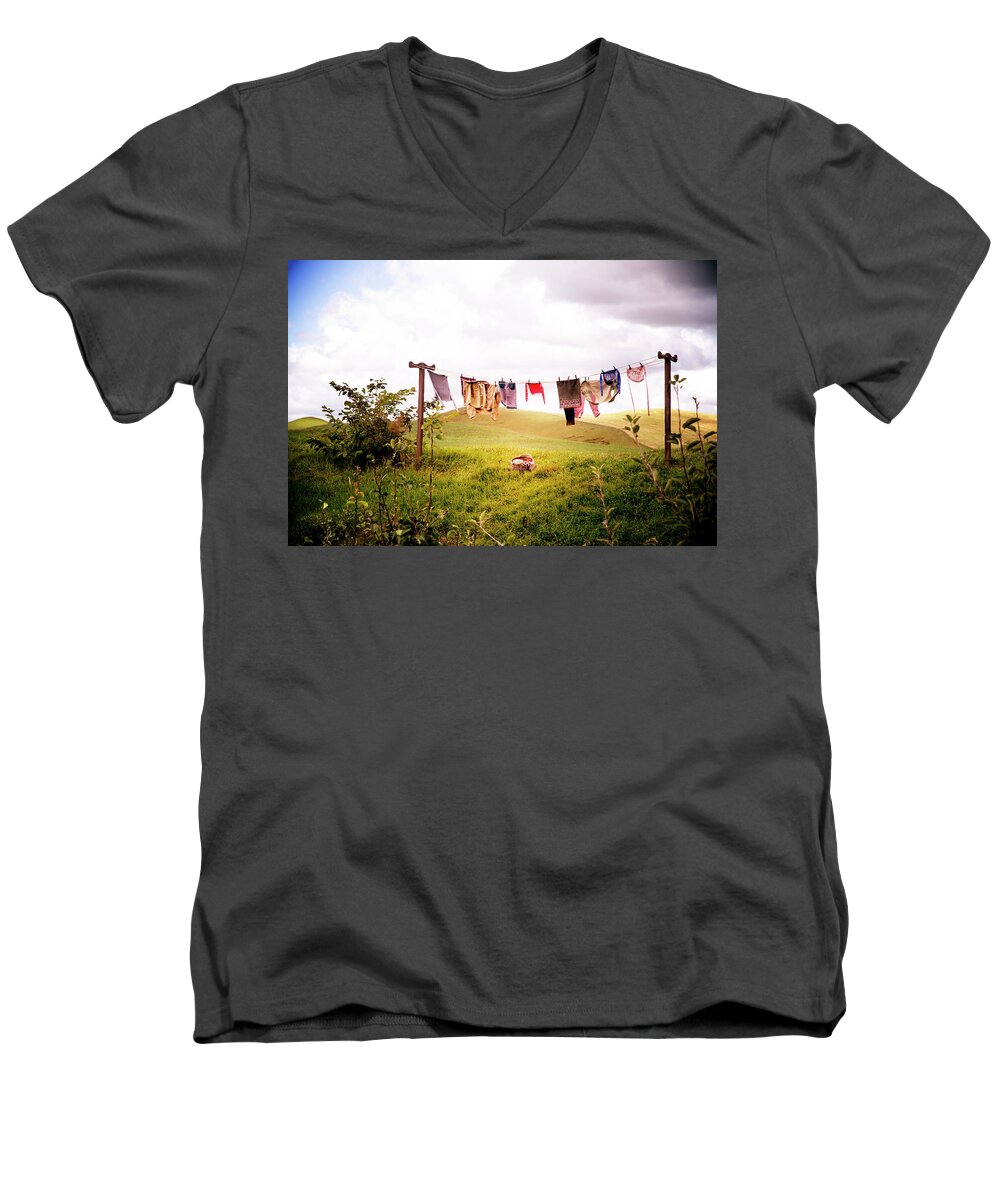 Hobbits Men's V-Neck T-Shirt featuring the photograph Gorgeous Sunny Day for Hobbits by Kathryn McBride