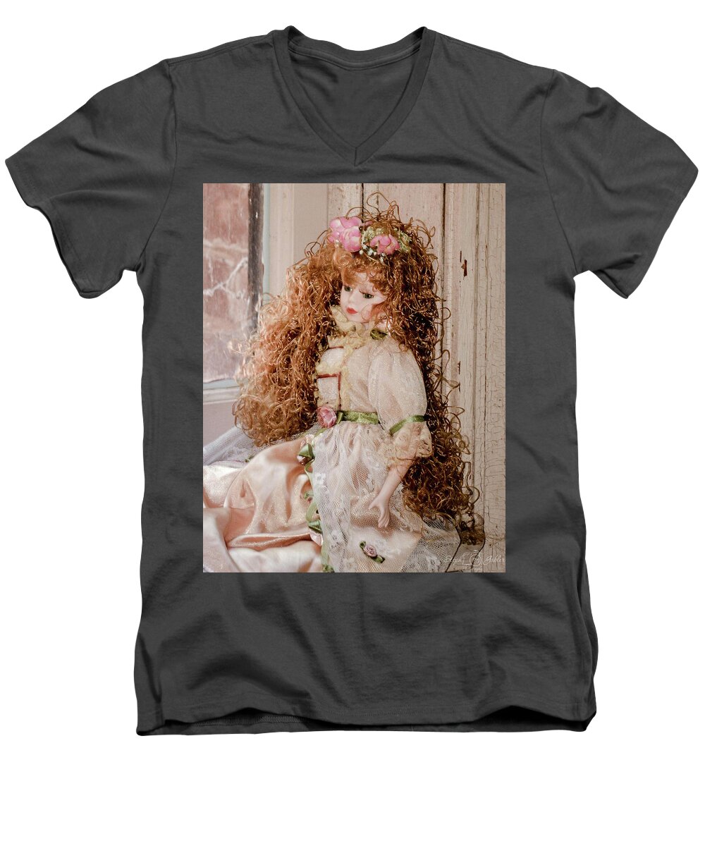 Doll Men's V-Neck T-Shirt featuring the photograph Grandma's Doll by Steph Gabler