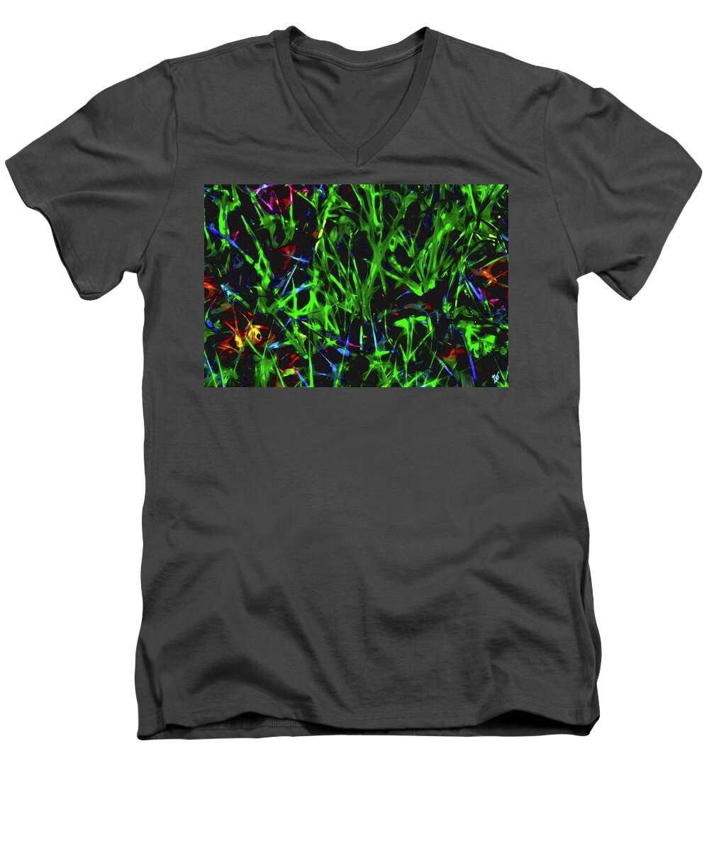 Abstract Men's V-Neck T-Shirt featuring the photograph Grass and Lattice by Gina O'Brien