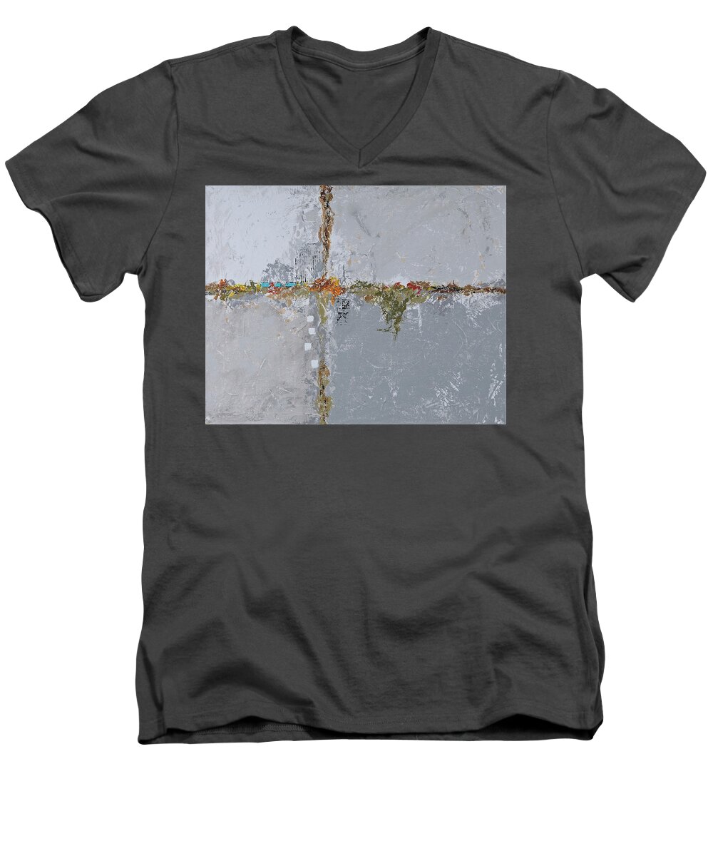 Original Men's V-Neck T-Shirt featuring the painting Gray Matters 10 by Jim Benest