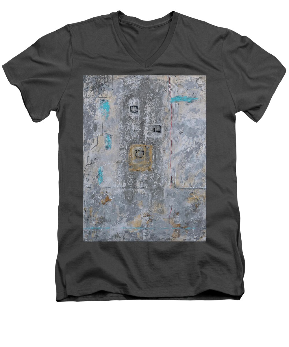 Original.acrylic Men's V-Neck T-Shirt featuring the painting Gray Matters 11 by Jim Benest