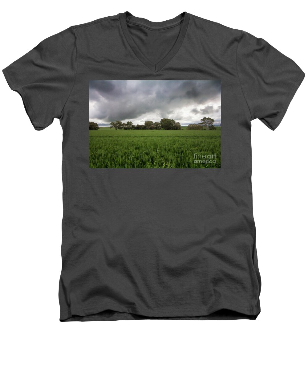 Green Men's V-Neck T-Shirt featuring the photograph Green Fields 5 by Douglas Barnard