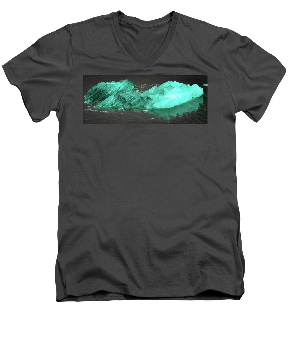 Alaska Men's V-Neck T-Shirt featuring the photograph Green Iceberg by Jason Brooks