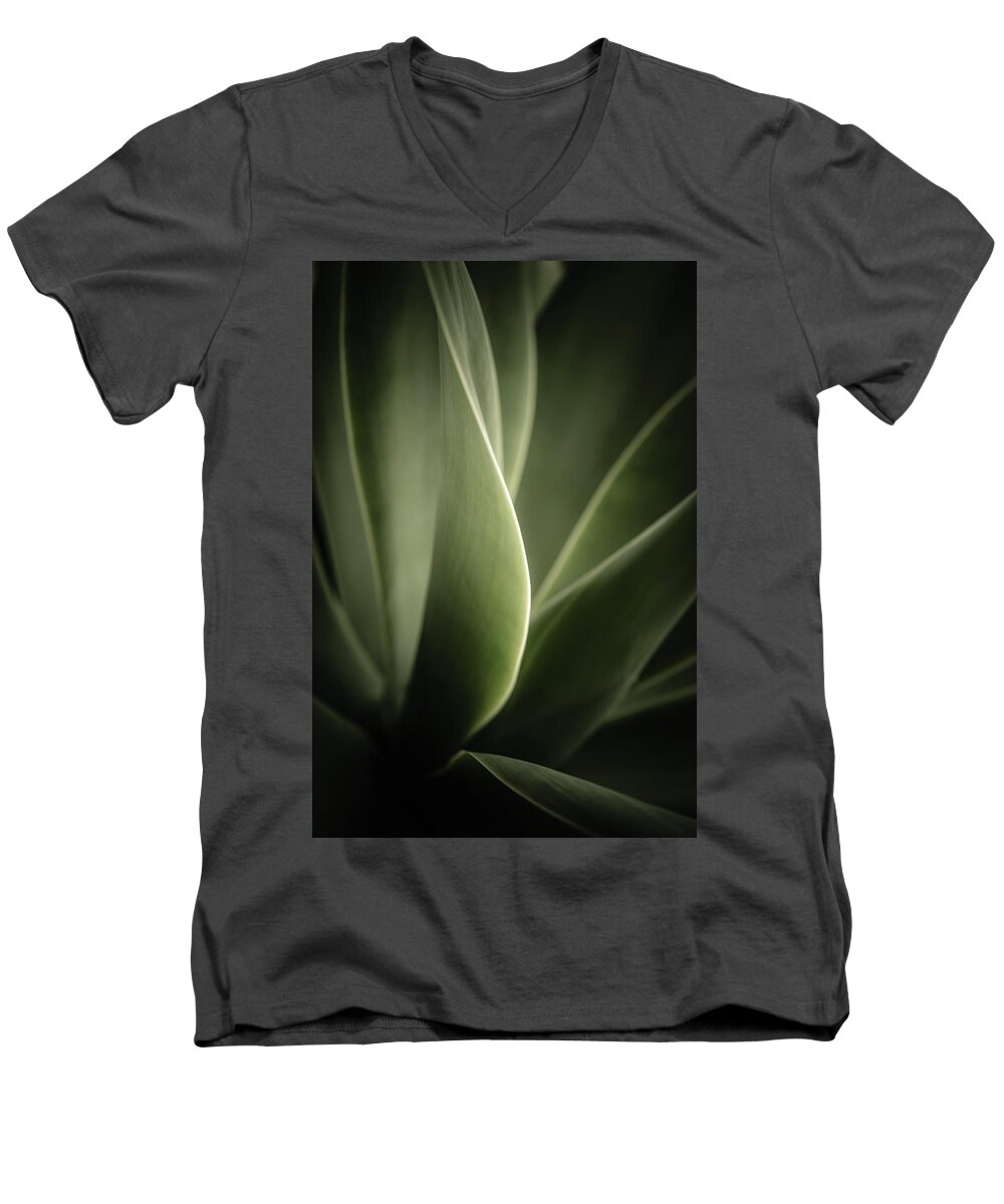 Abstract Men's V-Neck T-Shirt featuring the photograph Green Leaves Abstract by Marco Oliveira