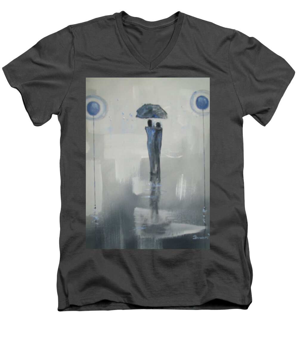 Art Men's V-Neck T-Shirt featuring the painting Grey Day Romance by Raymond Doward