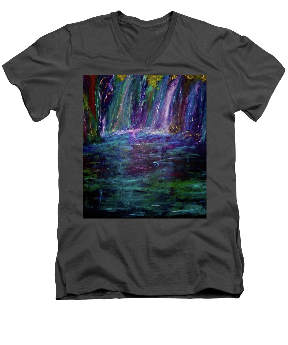 Grotto Men's V-Neck T-Shirt featuring the painting Grotto by Heidi Scott