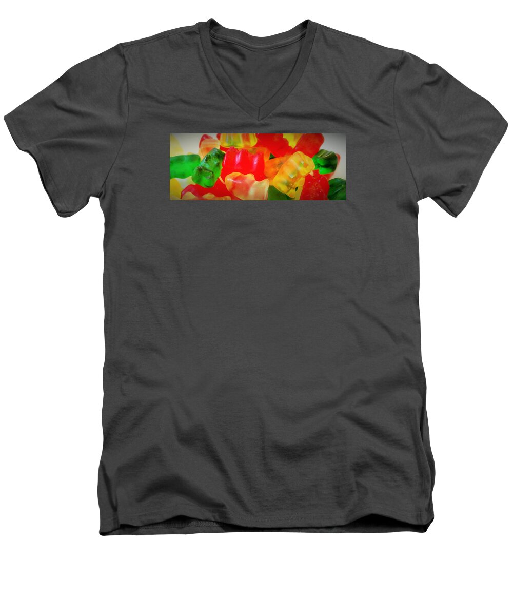 Candy Men's V-Neck T-Shirt featuring the photograph Gummies by Martin Cline