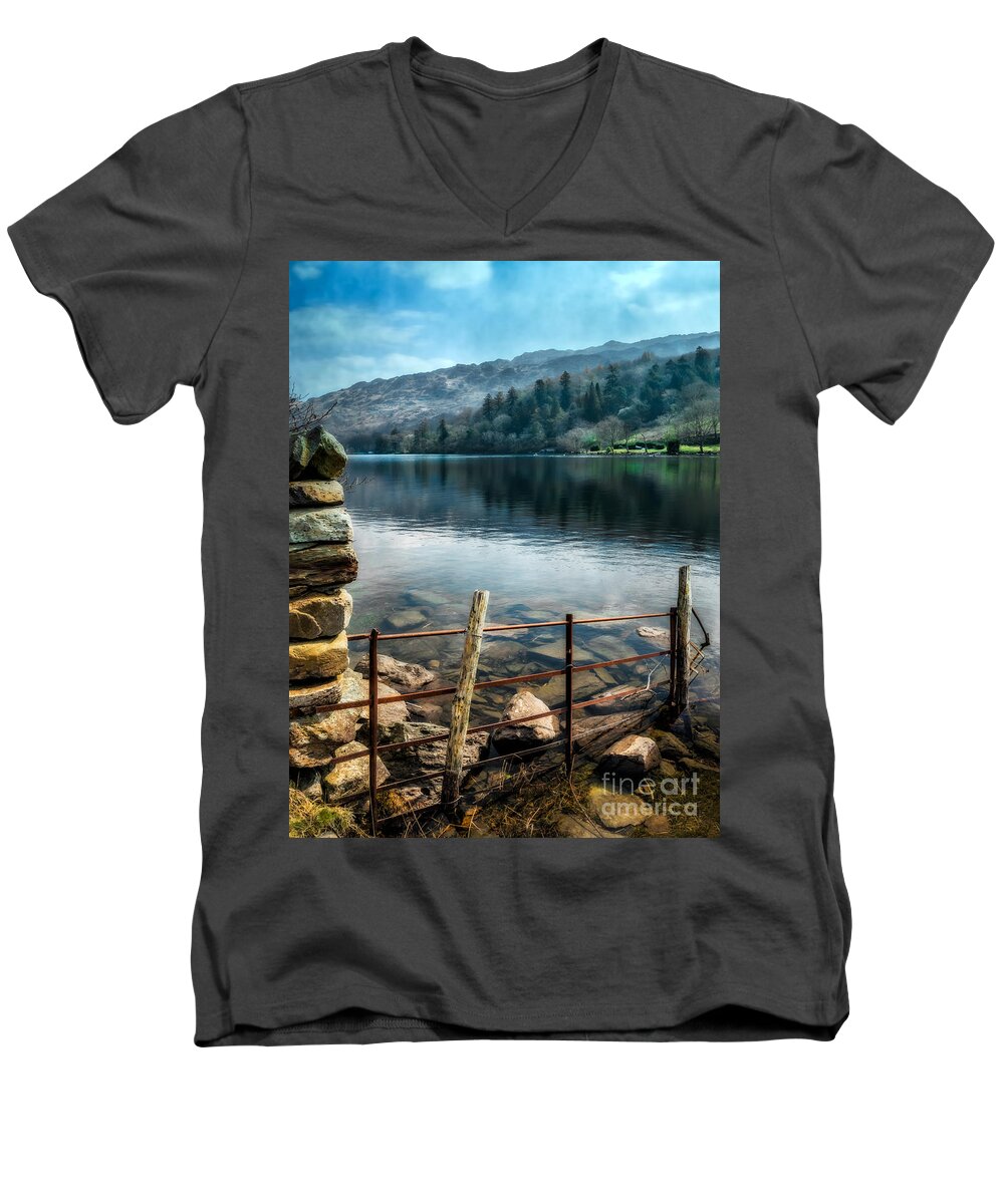 Llyn Gwynant Men's V-Neck T-Shirt featuring the photograph Gwynant Lake by Adrian Evans
