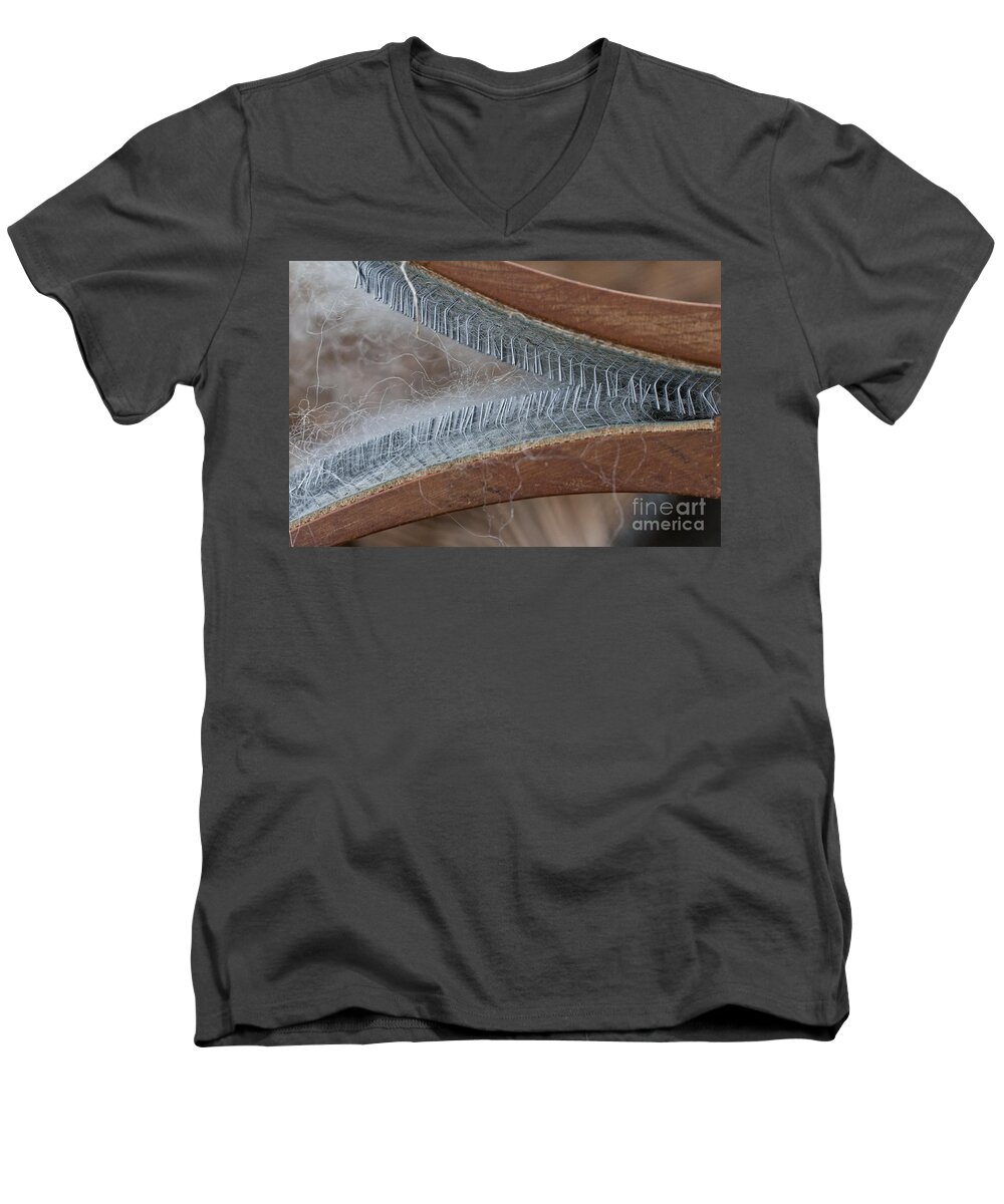 Wool Men's V-Neck T-Shirt featuring the photograph Hand Woolcarder by Wilma Birdwell