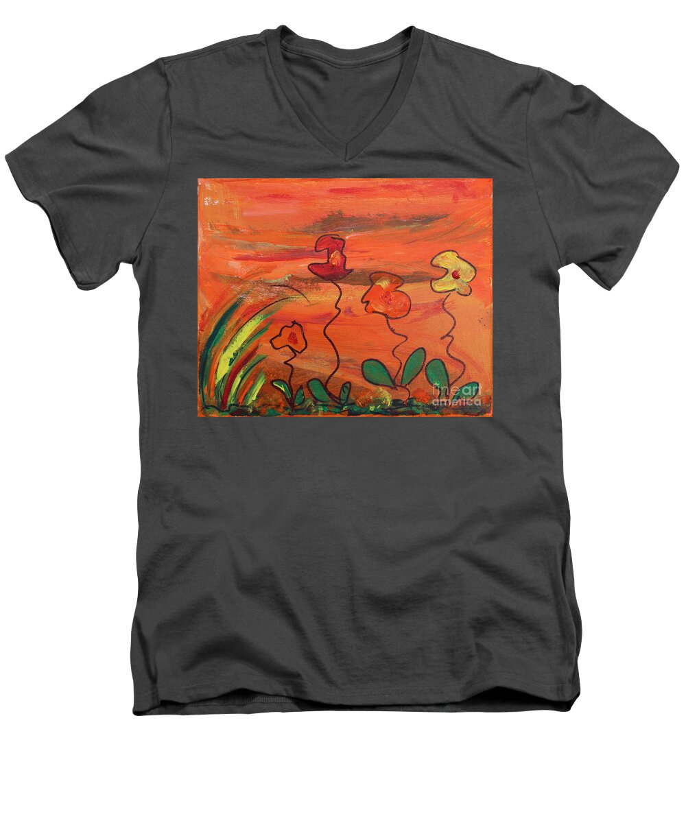 Happy Day Men's V-Neck T-Shirt featuring the painting Happy Day by Sarahleah Hankes