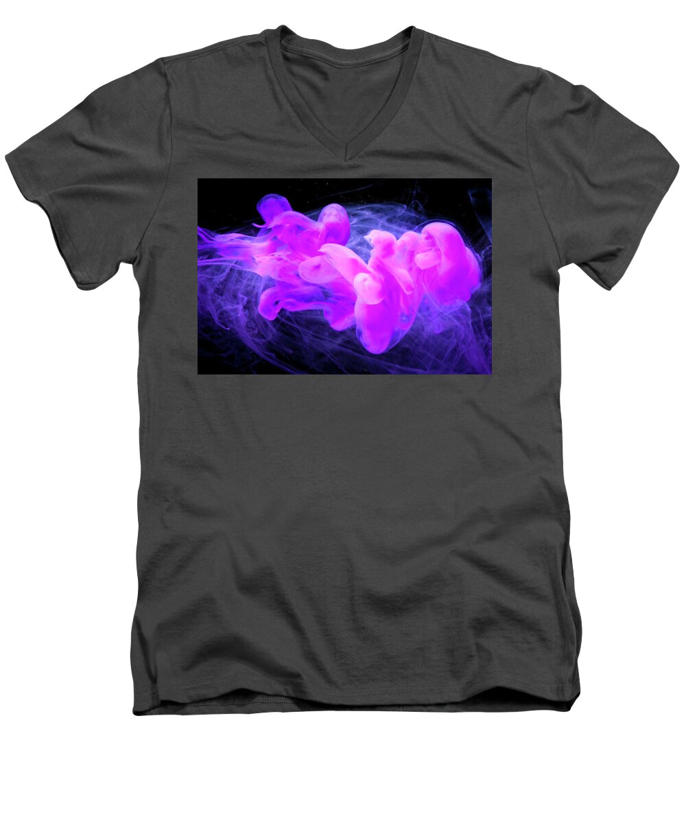 Abstract Men's V-Neck T-Shirt featuring the photograph Happy Soul - Fine Art Photography - Paint Pouring by Modern Abstract