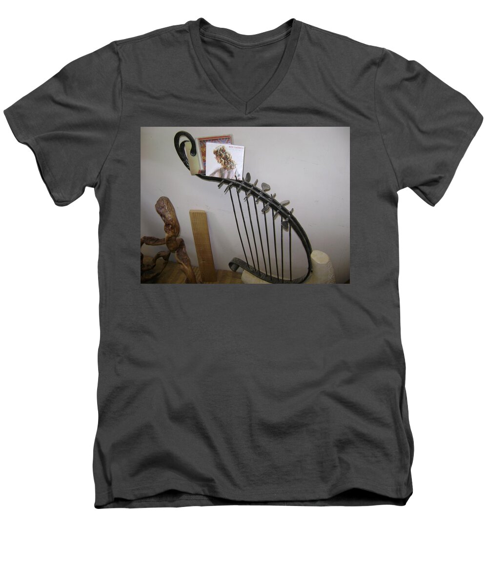 Harp Men's V-Neck T-Shirt featuring the photograph Harp by Moshe Harboun