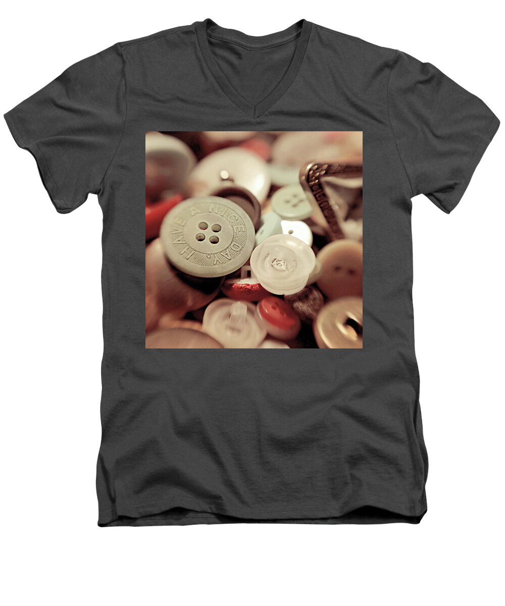 Buttons Men's V-Neck T-Shirt featuring the photograph Have A Nice Day by Trish Mistric