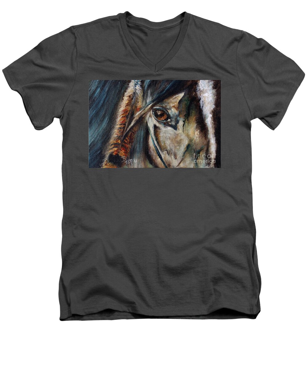 Horse Men's V-Neck T-Shirt featuring the painting Hawk by Barbie Batson