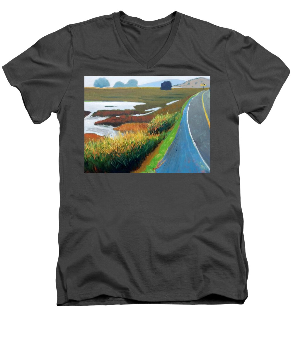 Road Men's V-Neck T-Shirt featuring the painting Heading North by Gary Coleman