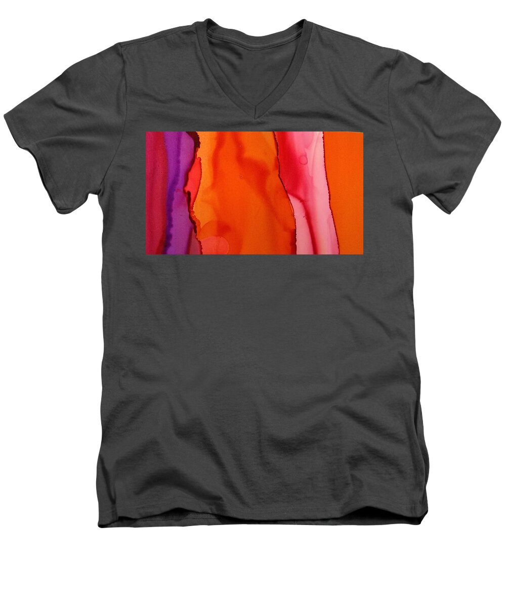 Alcohol Ink Men's V-Neck T-Shirt featuring the painting Heat Waves by Betsy Carlson Cross