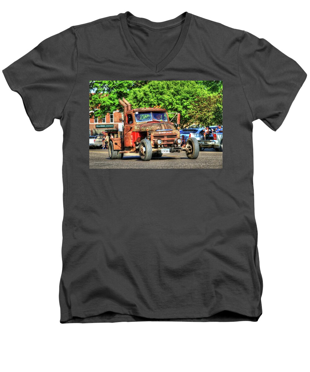 Dodge Men's V-Neck T-Shirt featuring the photograph Heavy Duty Custom Dodge by J Laughlin