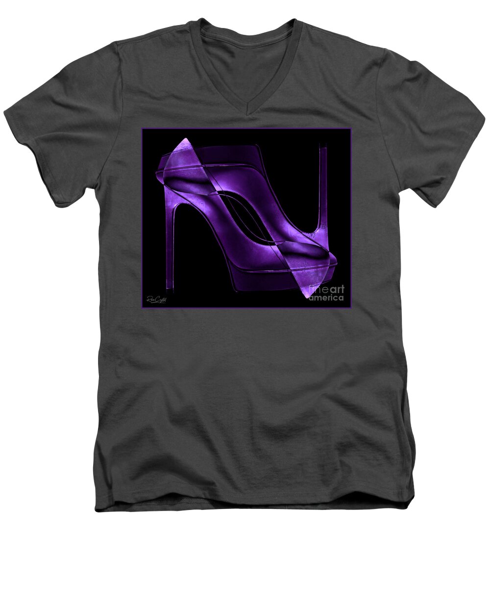 High Heels Men's V-Neck T-Shirt featuring the photograph Heel 2 Toe And Purple, Too by Rene Crystal