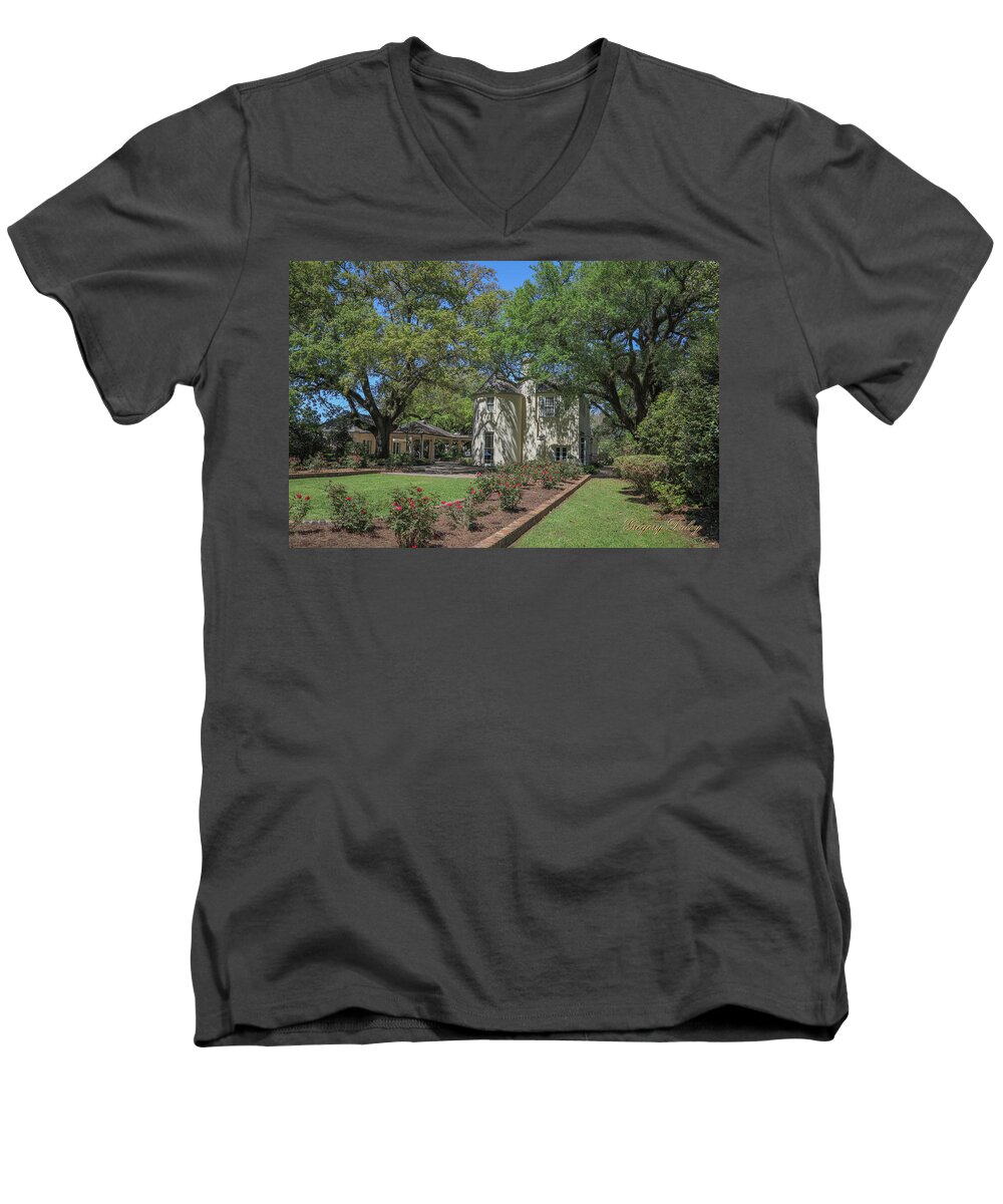 Ul Men's V-Neck T-Shirt featuring the photograph Heyman House Garden 3 by Gregory Daley MPSA