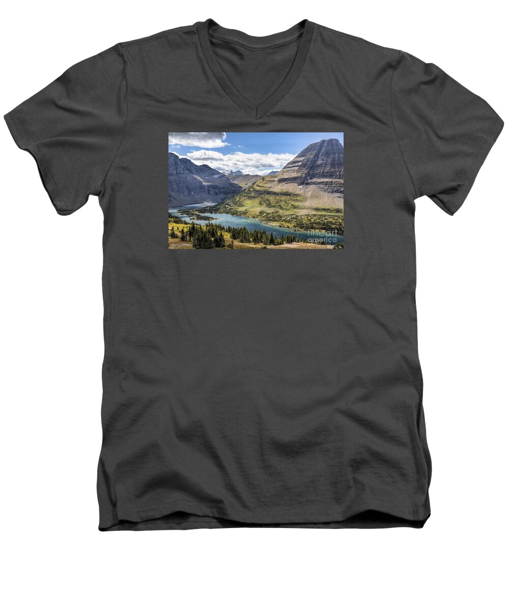 Hidden Lake Overlook Men's V-Neck T-Shirt featuring the photograph Hidden Lake Overlook by Jemmy Archer