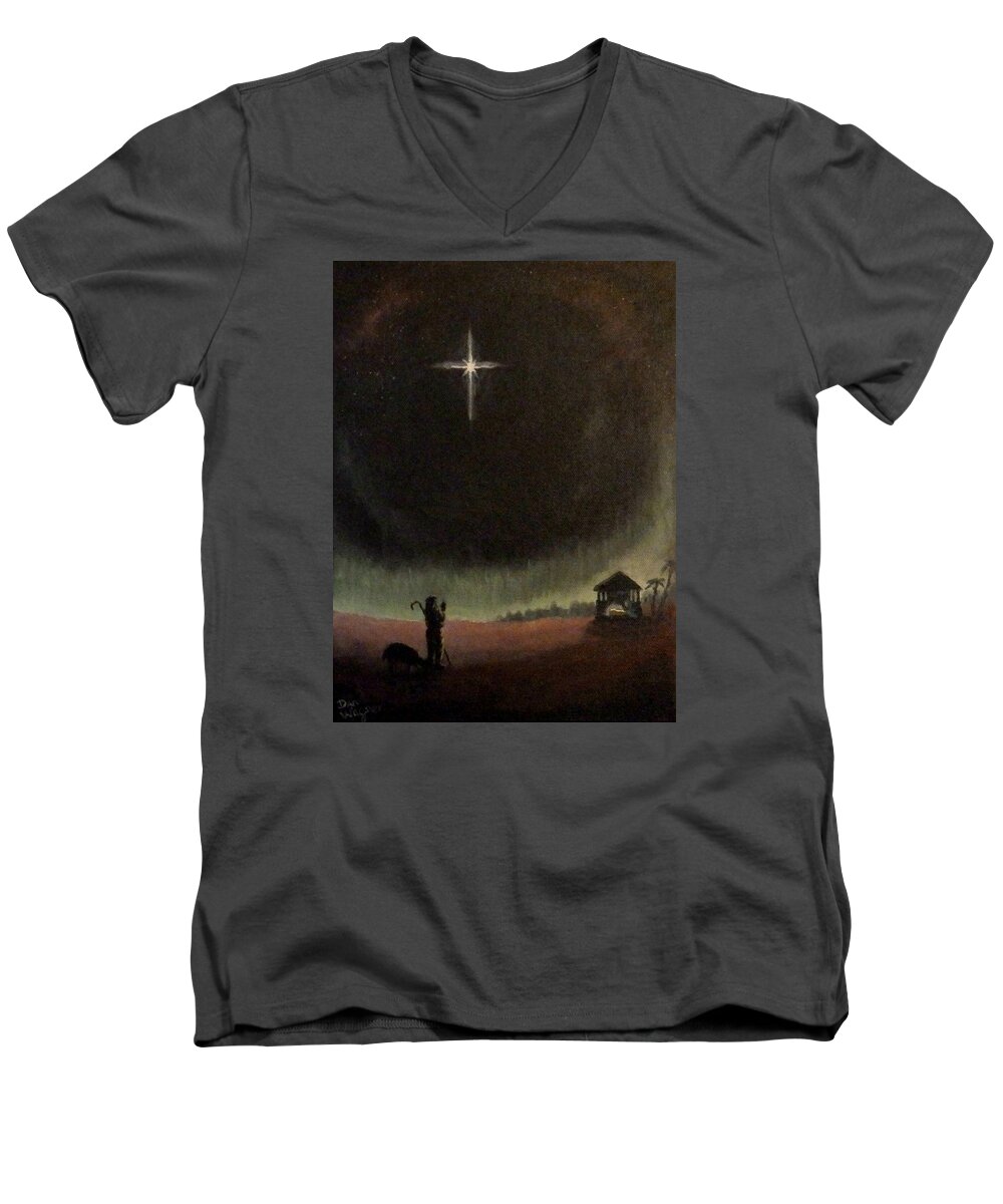 Holy Men's V-Neck T-Shirt featuring the painting Holy Night by Dan Wagner