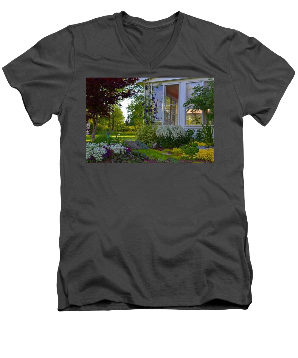 Colors Men's V-Neck T-Shirt featuring the photograph Home Garden by Michael Mrozik