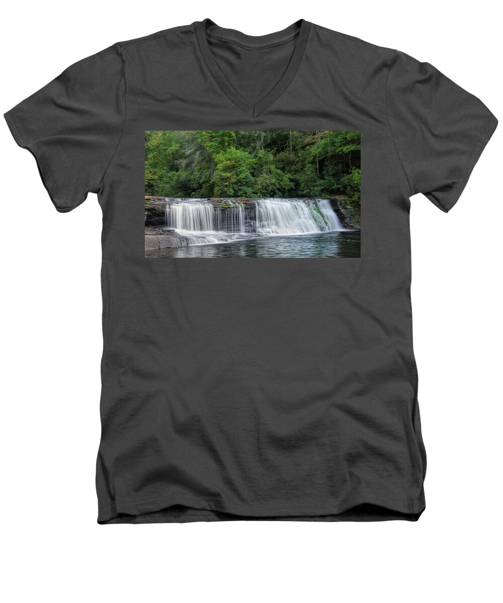 Hooker Falls Men's V-Neck T-Shirt featuring the photograph Hooker Falls by Steven Richardson