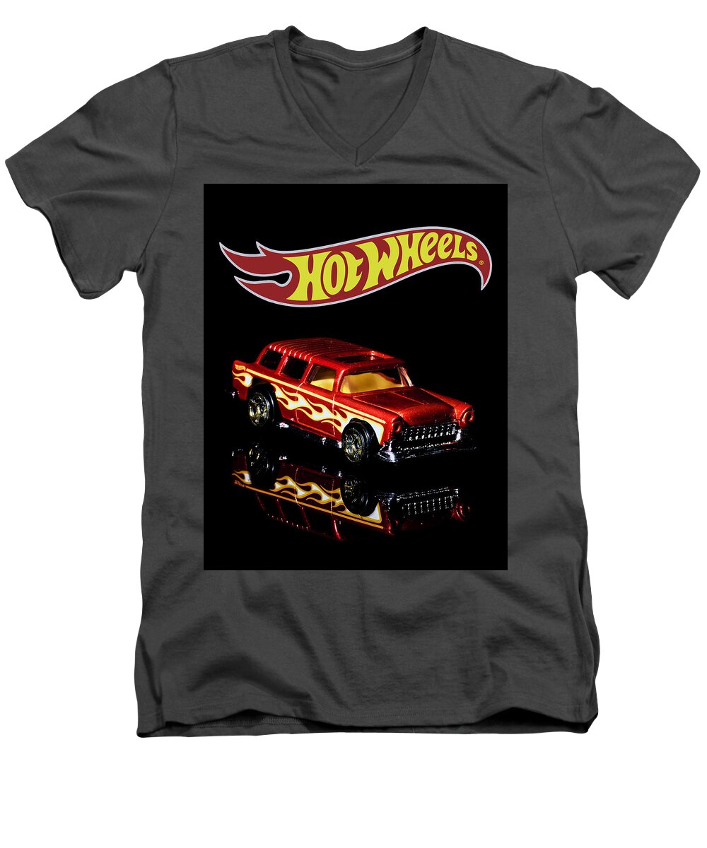 '55 Chevy Nomad Men's V-Neck T-Shirt featuring the photograph Hot Wheels '55 Chevy Nomad 2 by James Sage