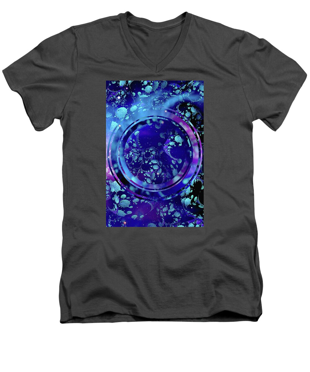 Abstract Men's V-Neck T-Shirt featuring the digital art Hubble 3014 by Susan Maxwell Schmidt