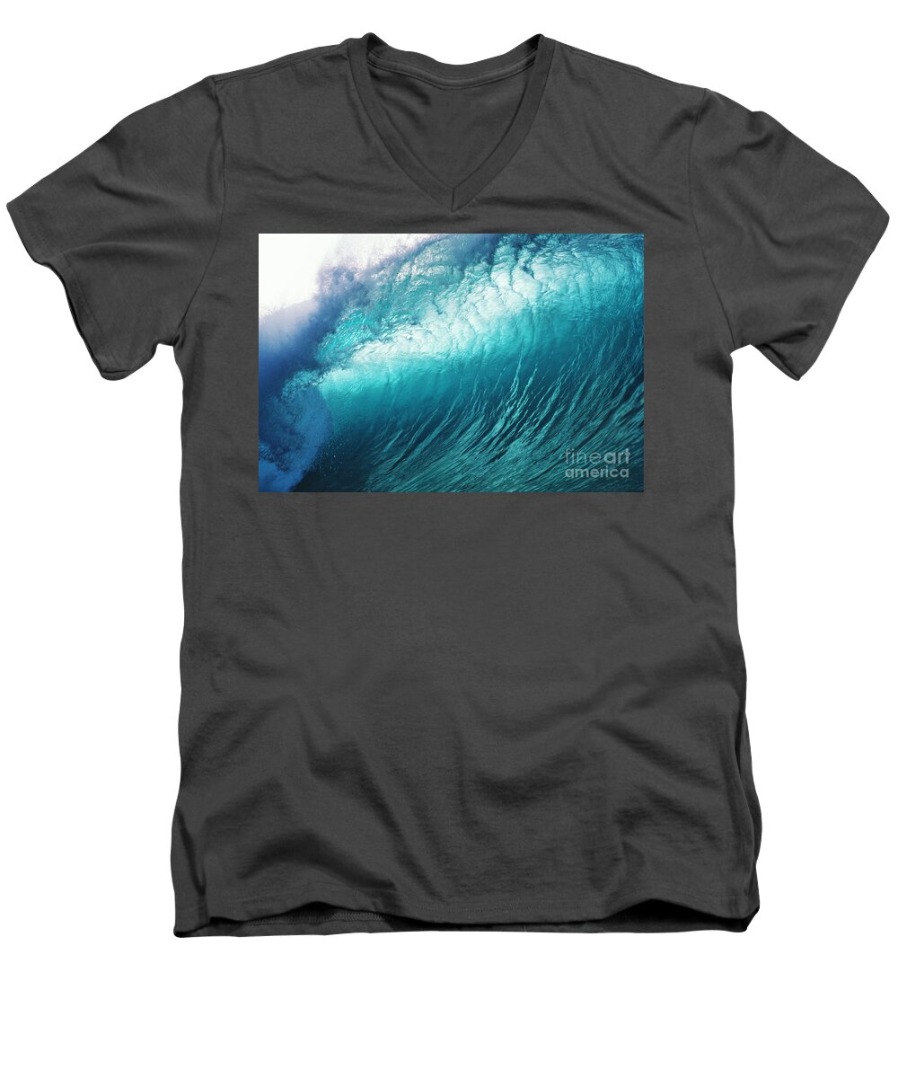 Afternoon Men's V-Neck T-Shirt featuring the photograph Huge Glassy Wave by Ali ONeal - Printscapes