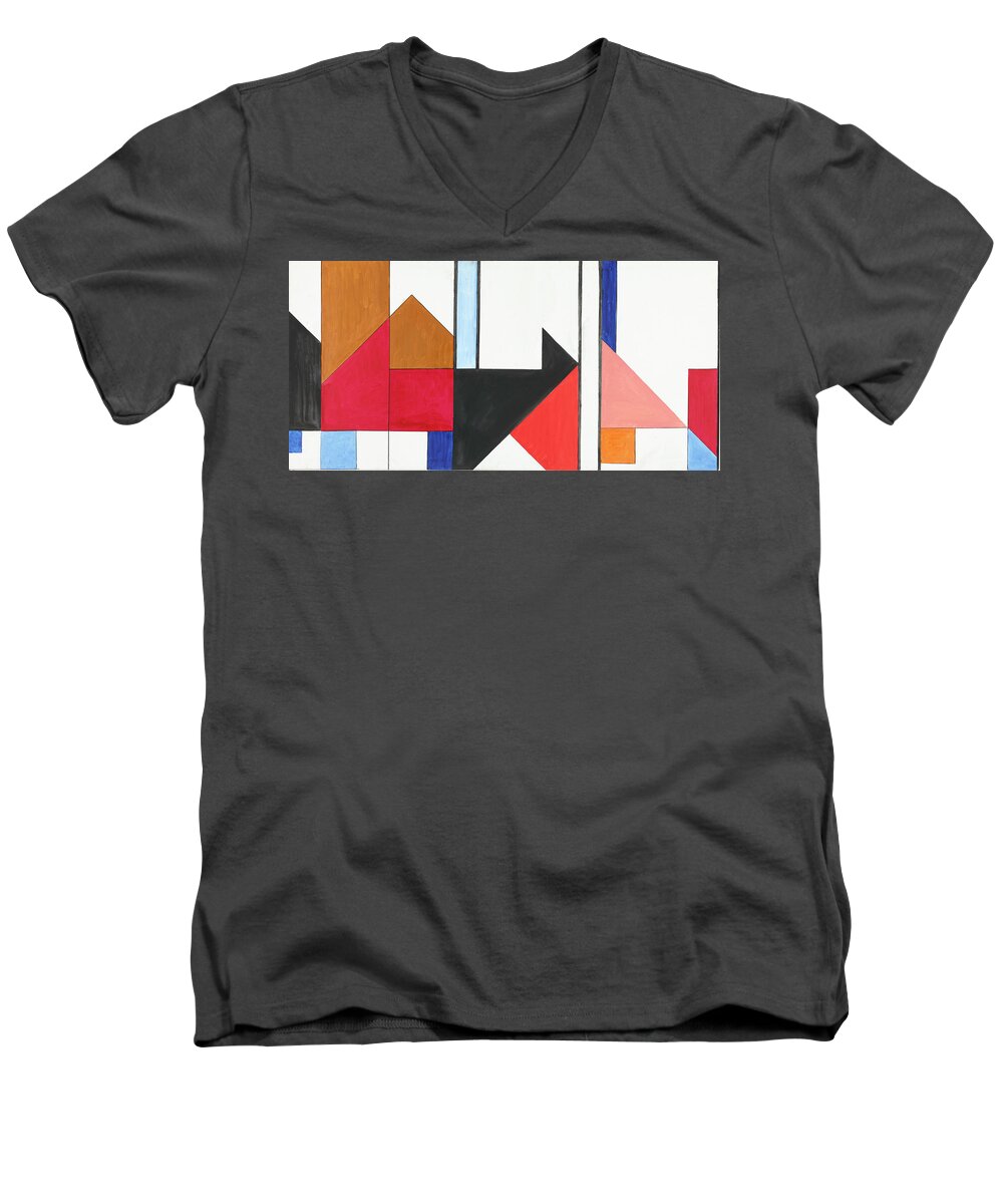 Abstract Men's V-Neck T-Shirt featuring the painting Humanity - Part I by Willy Wiedmann