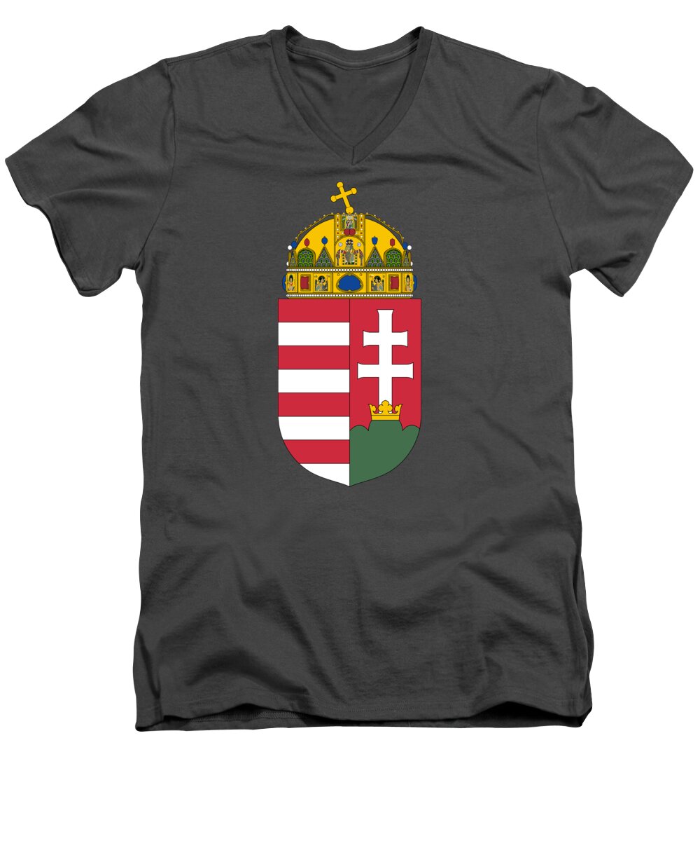 Hungary Men's V-Neck T-Shirt featuring the drawing Hungary Coat of Arms by Movie Poster Prints